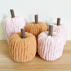 Pink & Orange Pumpkins Handmade Decor Set of 5